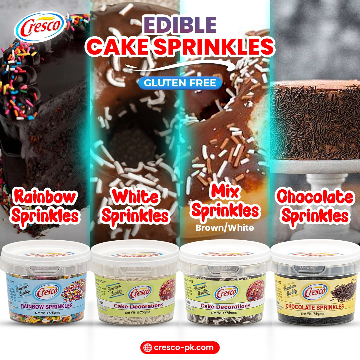 CRESCO EDIBLE CAKE SPRINKLES